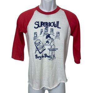 Vintage 80s Super Bowl XX Raglan Tee Small New England Patriots vs Chicago Bears